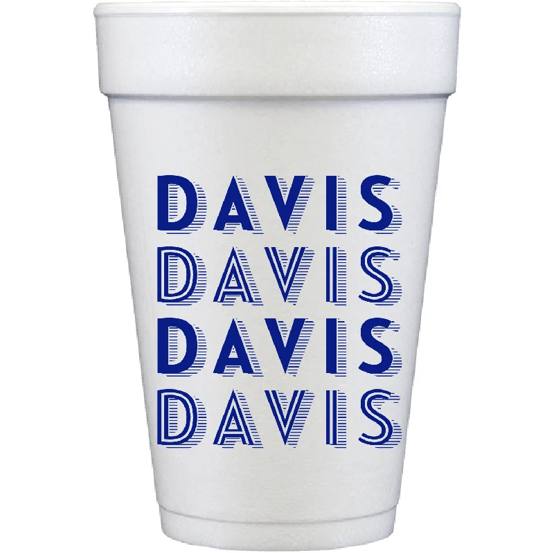 custom photo mugs for holiday gifts-stacked name | styrofoam cups