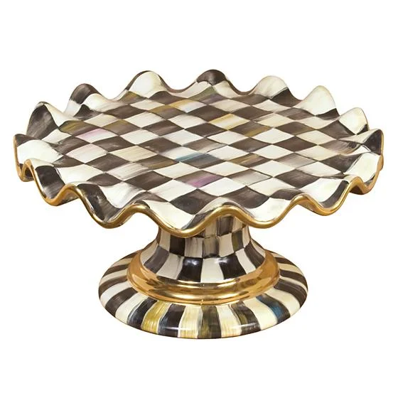 vintage-inspired dinner plates for nostalgic dining-Courtly Check Fluted Cake Stand