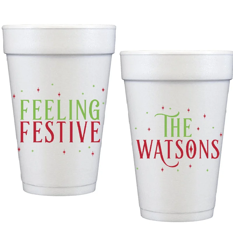 custom coffee cups for corporate giveaways-feeling festive | styrofoam cups