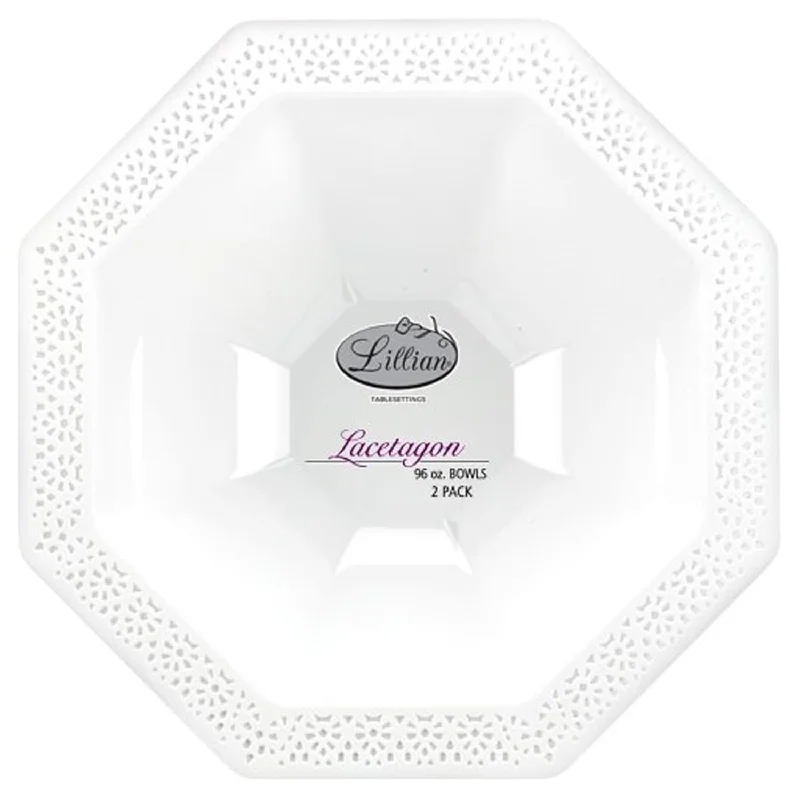 premium dinner plates for luxury dining-Lillian Tablesettings Lacetagon Plastic Bowl Pearl White 96 oz