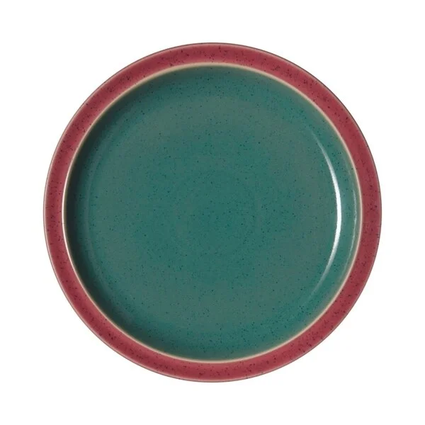 premium dinner plates for luxury dining-Denby Harlequin Red/Green Dinner Plate