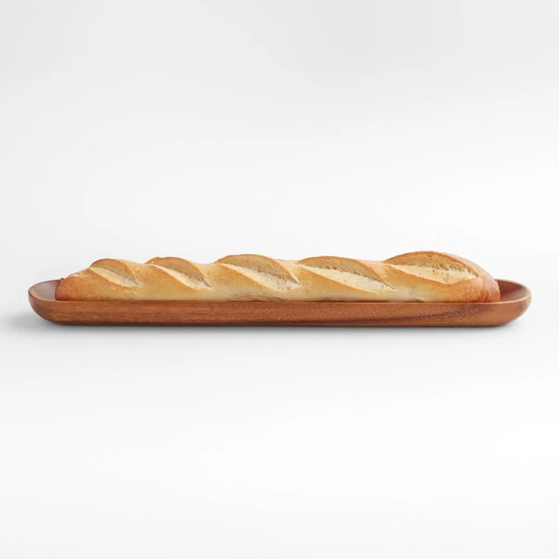 eco-friendly bamboo dinnerware for family meals-Tondo Acacia Wood Baguette Bowl