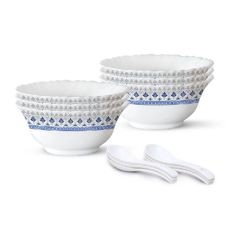 modern dinnerware for modern homes and kitchens-Larah by Borosil Ocean Soup Bowl w Spoon