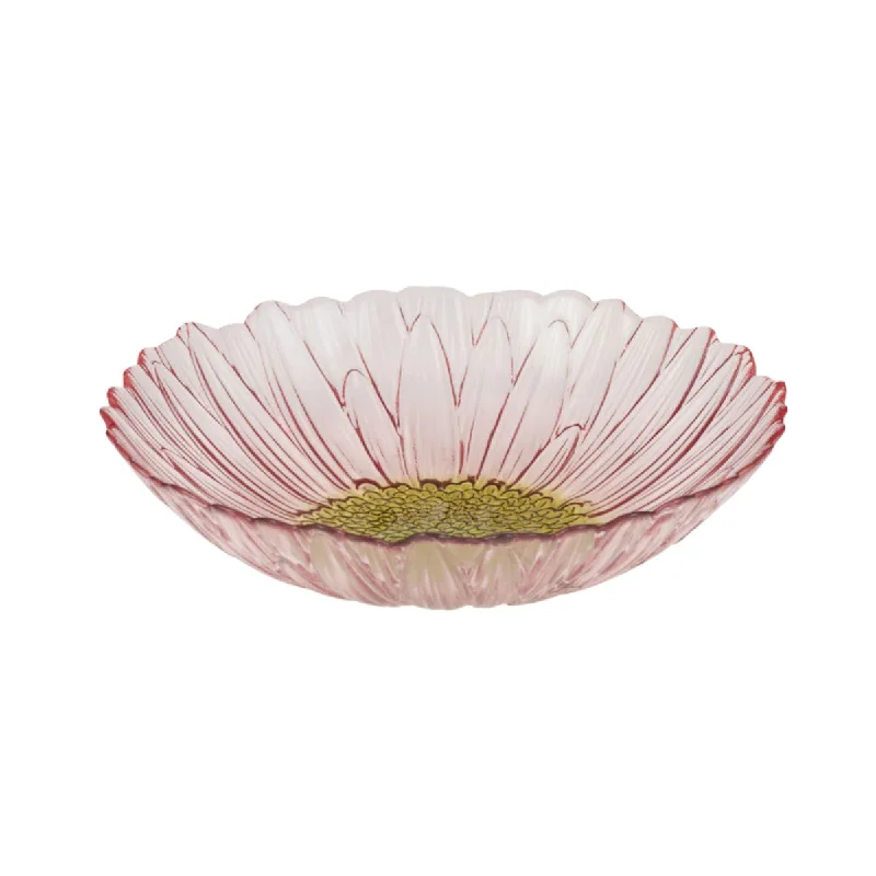 modern dinnerware for hosting dinner parties-Phoebe Glass Bowl Pink/Olive 22x5cm