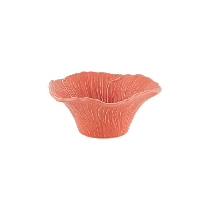 reusable dinner plates for family use-Bordallo Pinheiro Maria Flor Hollyhock Bowl Orange 15.5cm