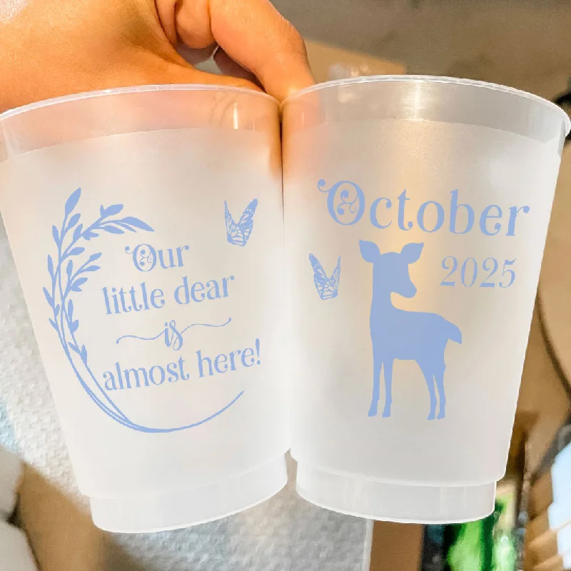 stylish coffee cups for home gatherings-Little Deer Baby Shower Frosted Cups