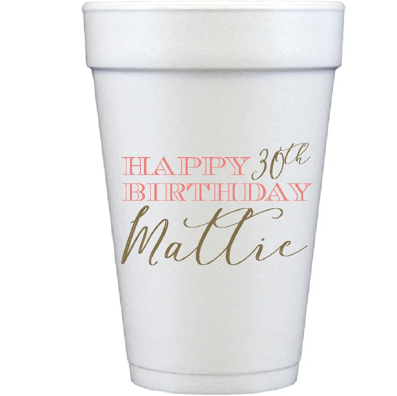 large ceramic mugs for office parties-happy birthday two | styrofoam cups