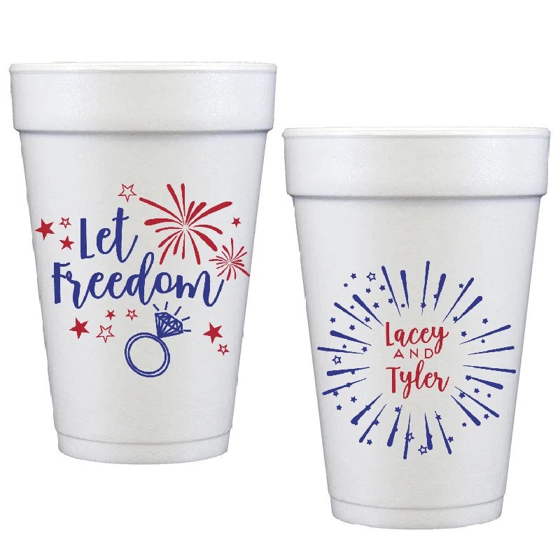 funny mugs for holiday celebrations-let freedom ring | styrofoam cups