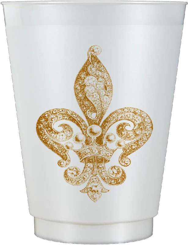 unique travel mugs for iced coffee-Jewel Fleur De Lys 16oz Frost Flex Pearl Cups