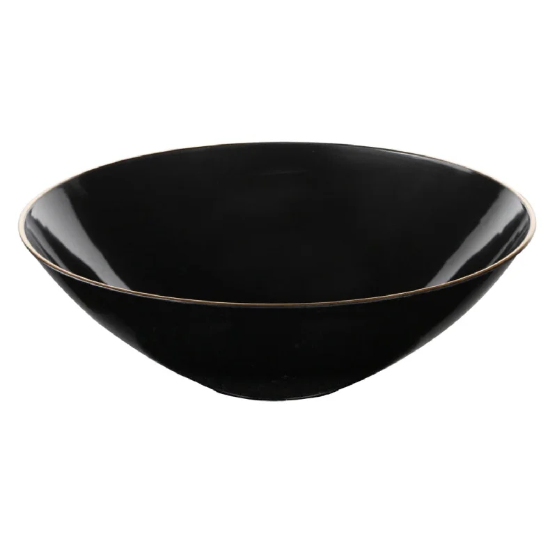 porcelain plates for formal dinners-Organic Black Gold Rim Bowls 16 oz