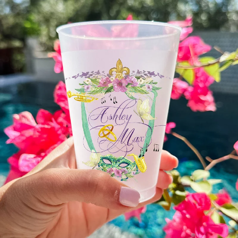 eco-friendly coffee mugs for everyday use-Full Color Mardi Gras Crest Shatterproof Cups