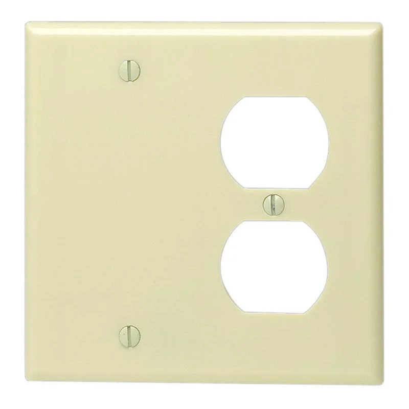 outdoor dinnerware for hiking and picnics-Leviton Ivory 2 gang Thermoplastic Blank/Duplex Wall Plate 1 pk