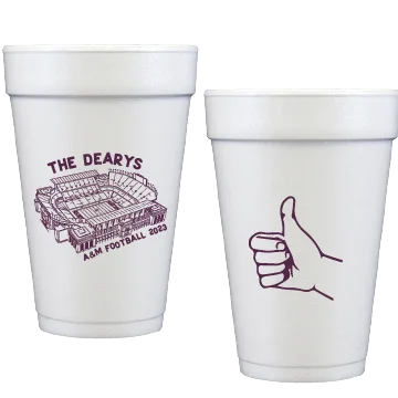 custom ceramic mugs with designs for cafes-a&m stadium sketch | styrofoam cups