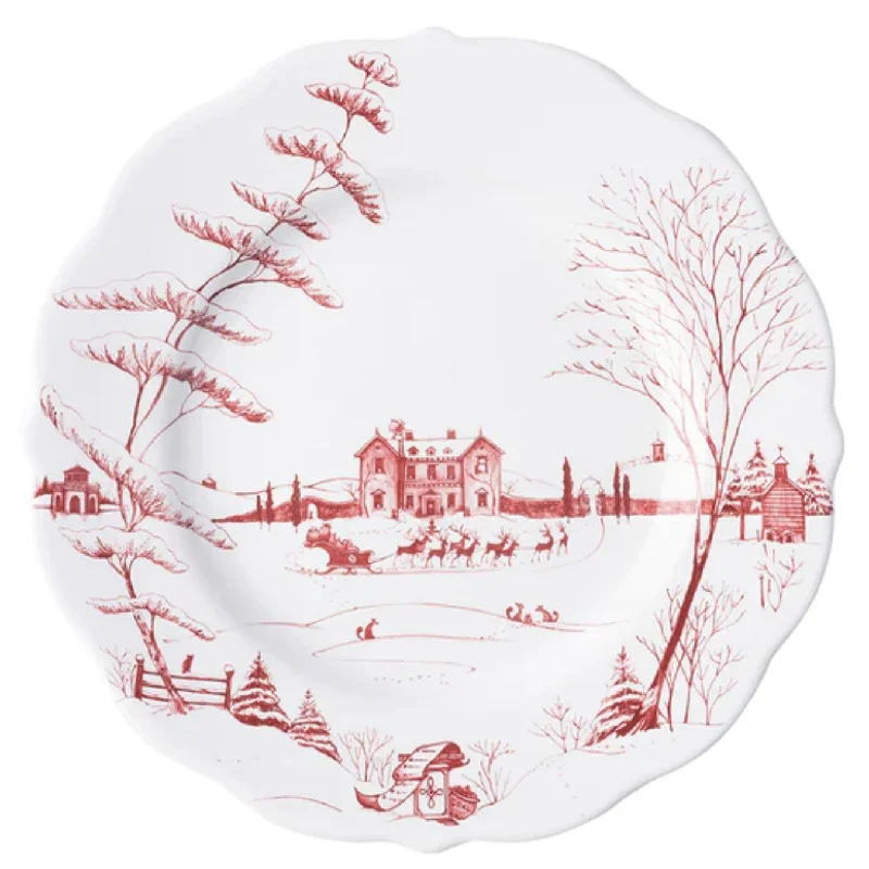 modern dinnerware set for contemporary dining-Juliska Country Estate Winter Frolic Dinner Plate - Ruby