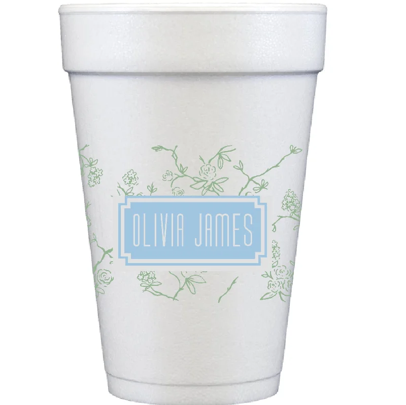 funny mugs for wedding party gifts-chinoiserie border | styrofoam cups