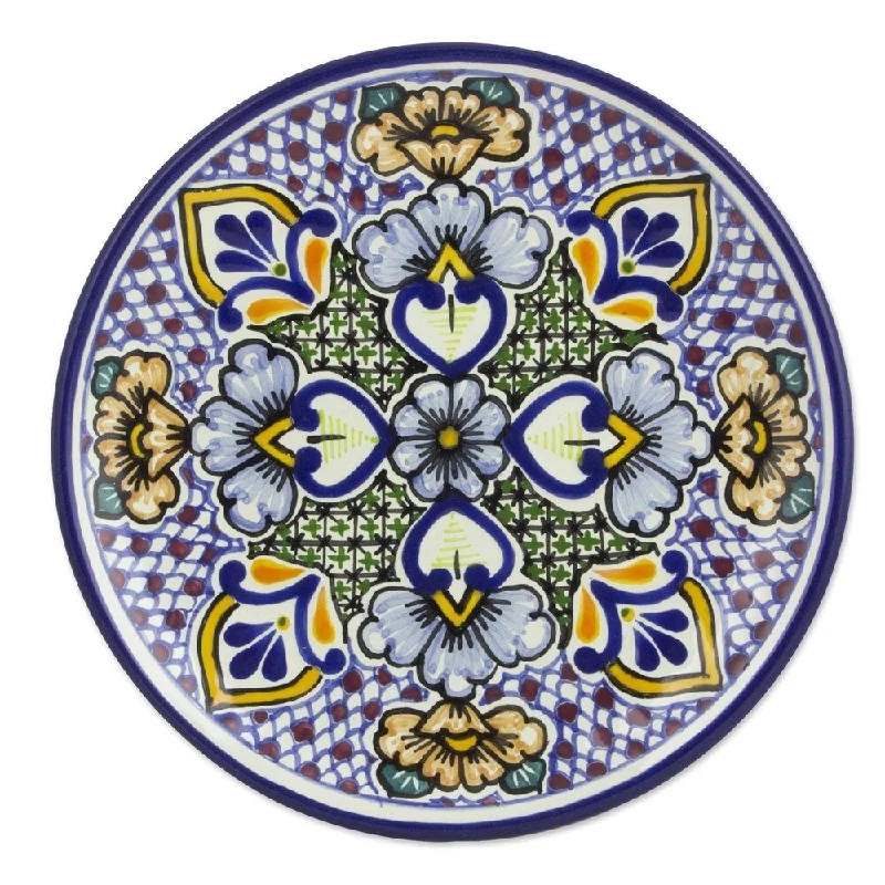 unbreakable plastic plates for outdoor events-Handmade Sunshine Kaleidoscope Ceramic dessert plates (Mexico)