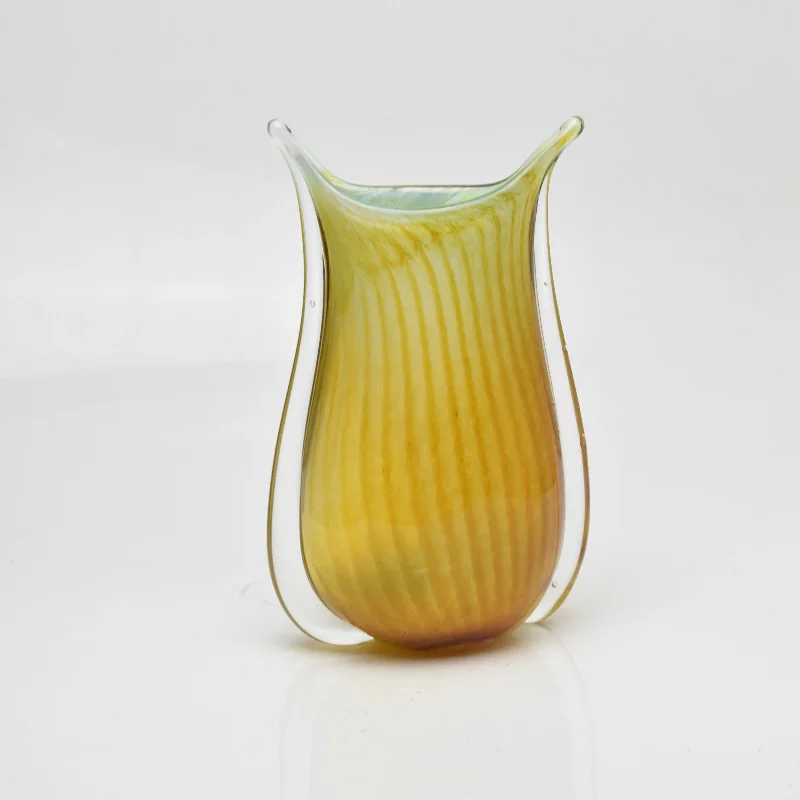 Tall decorative vases for contemporary floral displays -Amber and Pale Blue "Fishtail" Vase