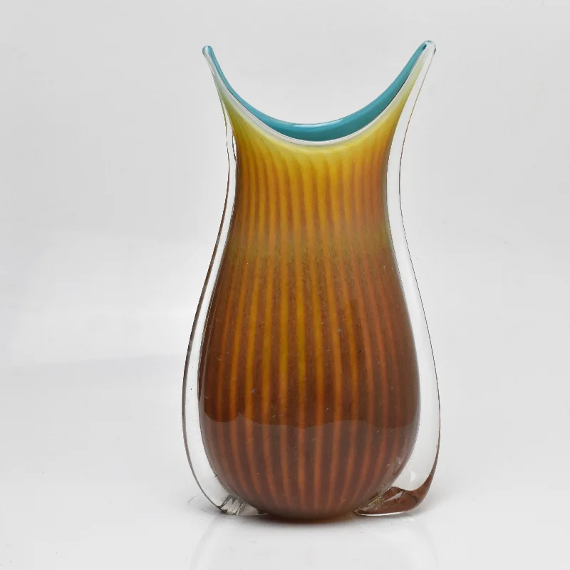 Luxury decorative vases for floral arrangements -Amber and Turquoise "Fishtail" Vase