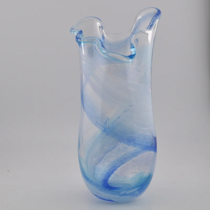 Simple handmade vases for home floral arrangements -Blue & White Freeform  "Demo" Vase xv