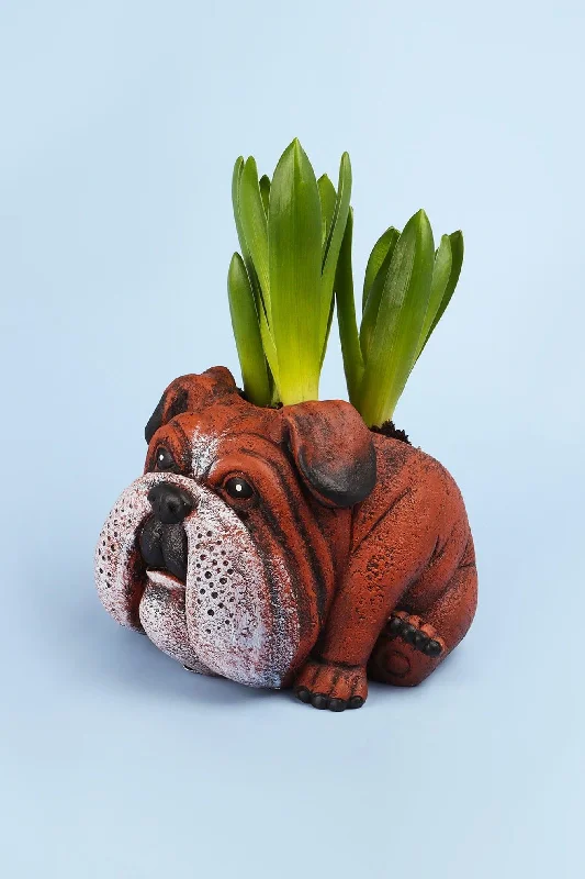 Simple ceramic vases for home decor -Cement British Bulldog Planter