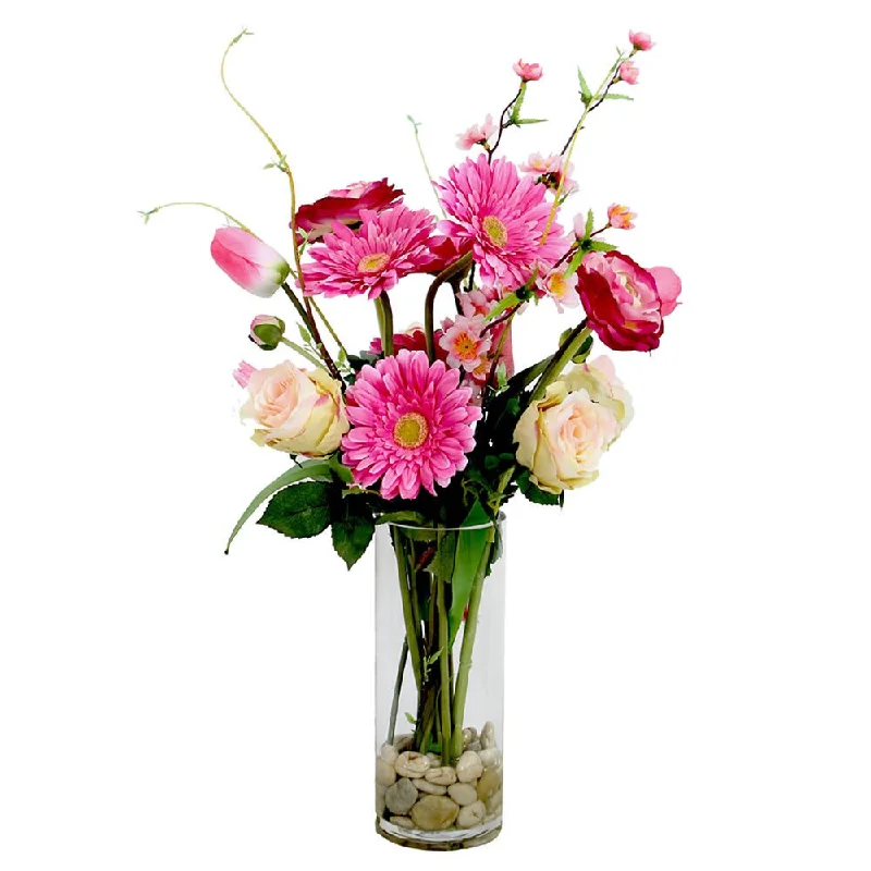 Simple decorative flower vases for wedding decor -Christopher Knight Home 26-inch Shades of pink mixed flower arrangem