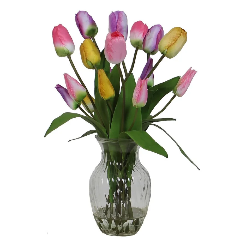 Simple ceramic flower vases for elegant displays -Christopher Knight Home Assorted Tulips in Glass