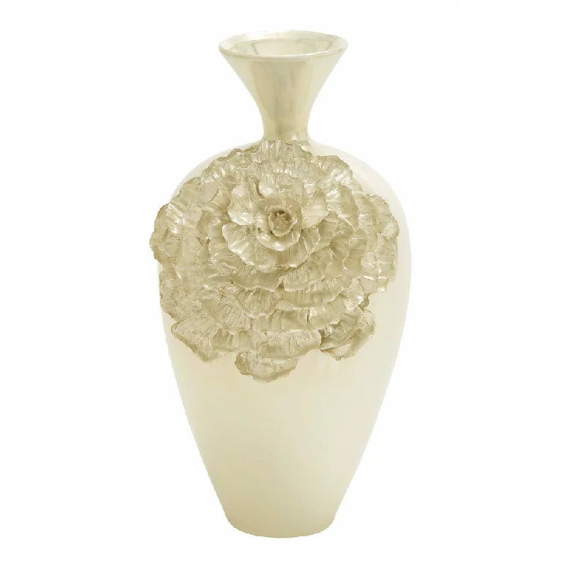 Luxury flower vases for dining table displays -Duchesse Pearl Handcrafted Floral Tall Ceramic Accent Vase