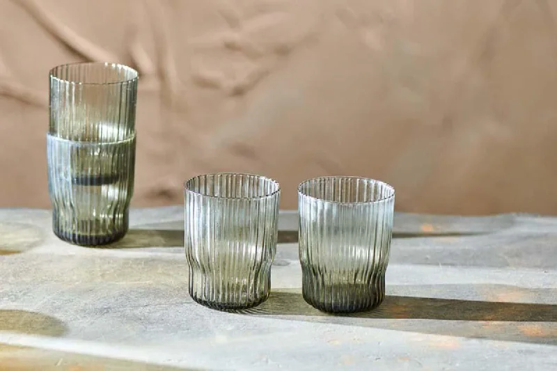 Luxury handmade vases for home and office centerpieces -Fali Tumbler - Smoke (Set of 4)