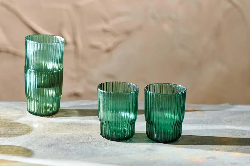 Handmade vases for elegant table centerpieces -Fali Tumbler - Teal (Set of 4)