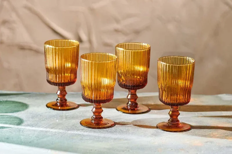 Elegant ceramic flower vases for wedding decor -Fali Wine Glass - Amber (Set of 4)