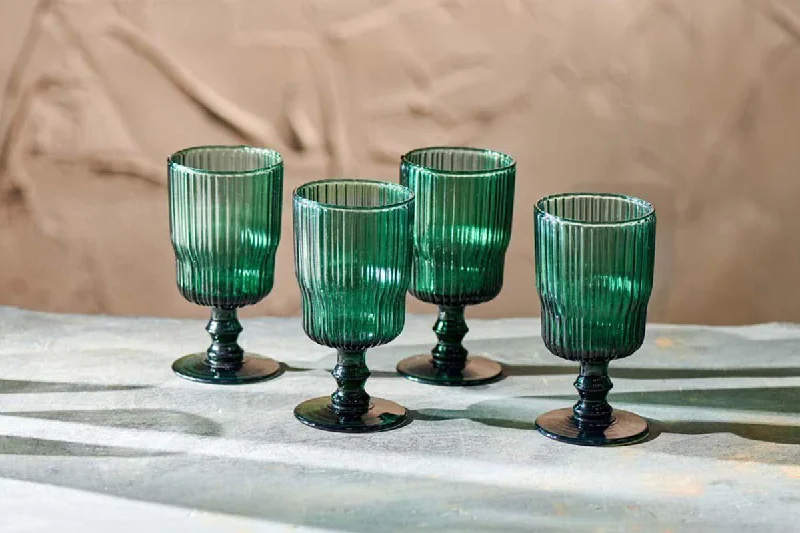 Elegant vases for wedding floral arrangements -Fali Wine Glass - Teal (Set of 4)