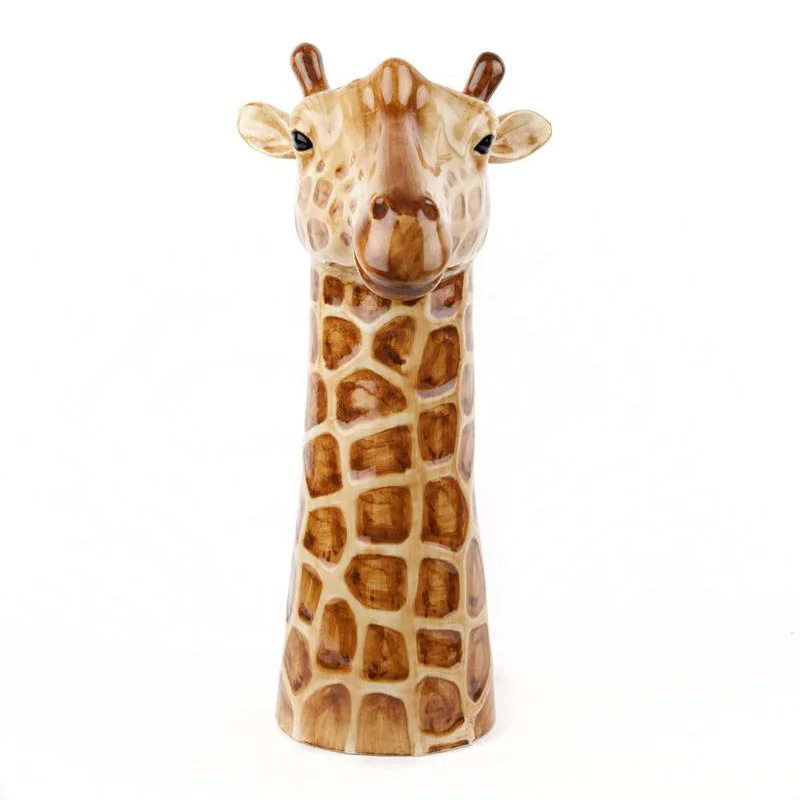 Tall crystal vases for home floral arrangements -Giraffe Flower Vase