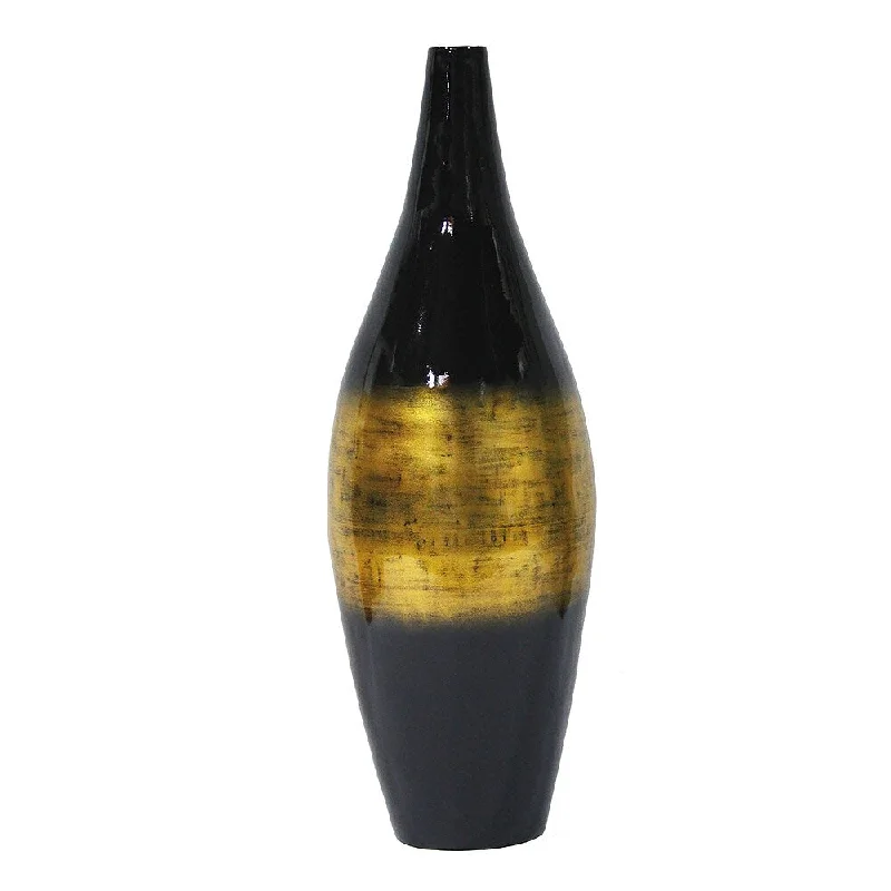 Elegant tall vases for home dining table decor -Heather Ann Creations Handspun Black/ GoldBamboo Vase