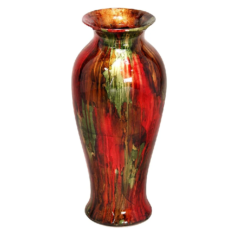 Tall crystal vases for elegant wedding decor -Heather Ann Round Tapered Glazed Ceramic Vase