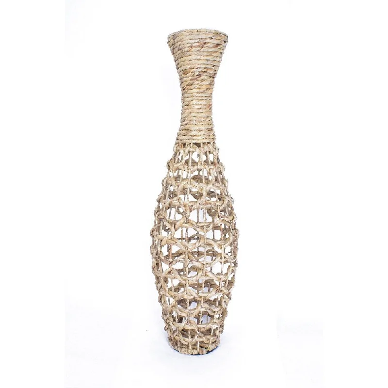 Tall flower vases for contemporary wedding setups -Hyacinth 36 Inch Woven Floor Vase