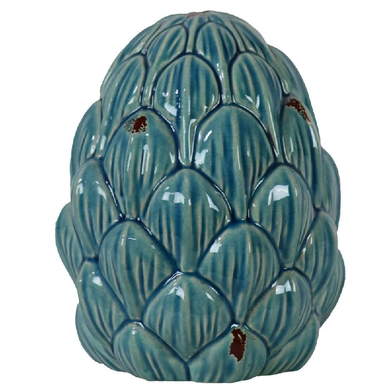 Handmade ceramic flower vases for elegant decor -Large Ceramic Turquoise Artichoke Vase