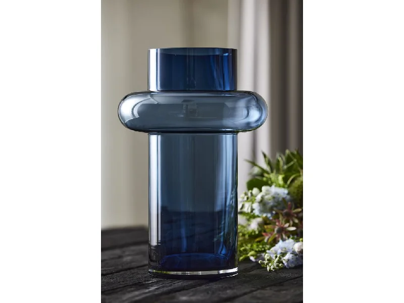 Tall glass vases for wedding reception floral decor -Lyngby Glas Tube Vase H: 40 Cm, Dark Blue