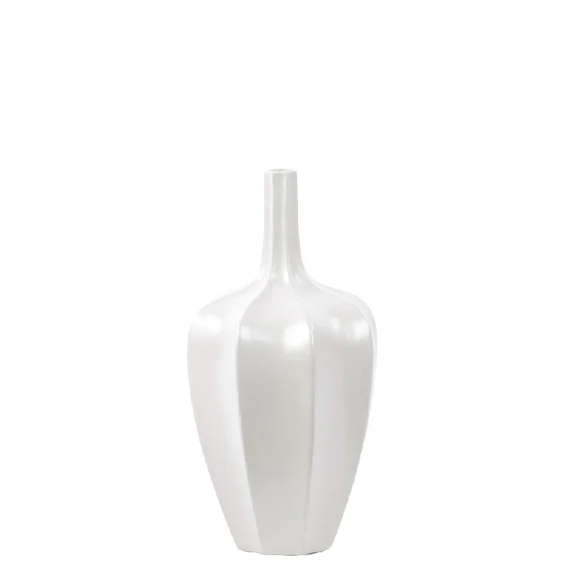 Elegant handmade vases for table centerpieces -Matte White Ceramic Vase