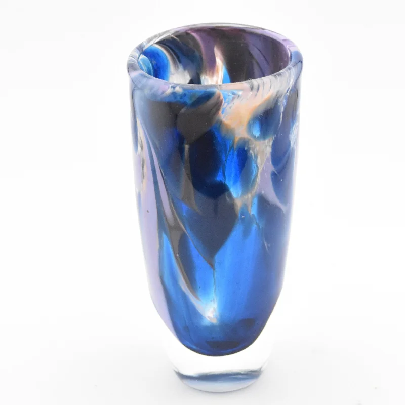 Beautiful handcrafted flower vases for floral displays -Moorland Vase with Heavy, Clear Glass Base