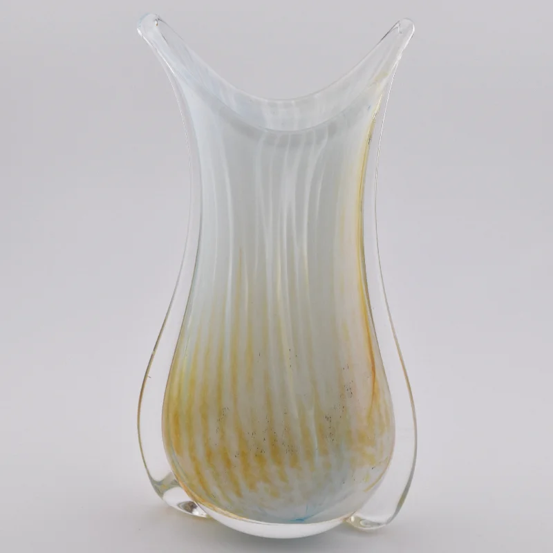 Elegant ceramic vases for wedding floral designs -Pale Blue and Amber "Fishtail" Vase