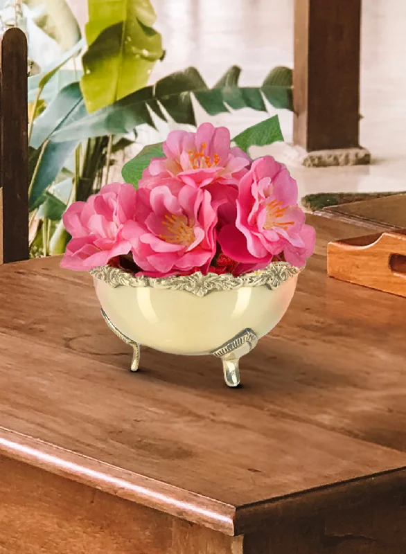 Simple decorative flower vases for wedding decor -Regal Tripod Brass Bowl, 4.25" Diameter & 2.5" Tall