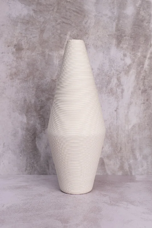 Tall decorative flower vases for contemporary home displays -Shapely White Venice Ceramic Vase