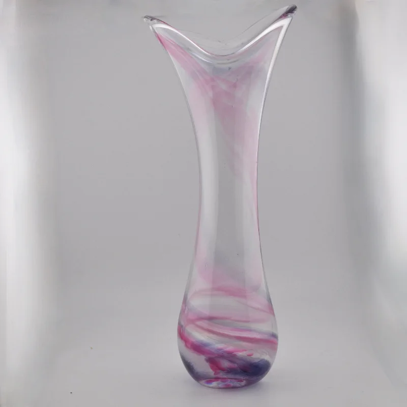 Designer flower vases for elegant floral arrangements -Tall Pink, Purple & White Freeform  "Demo" Vase v