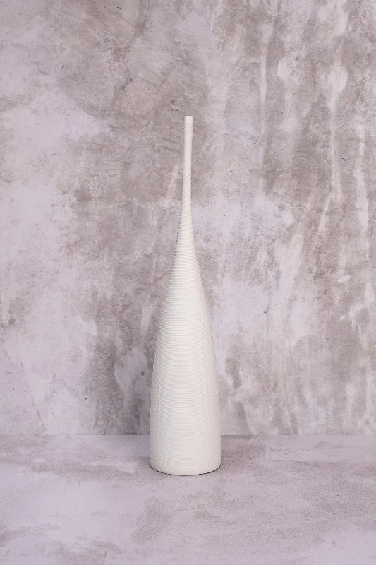 Luxury handmade vases for modern floral designs -Tall White Venice Ceramic Vase