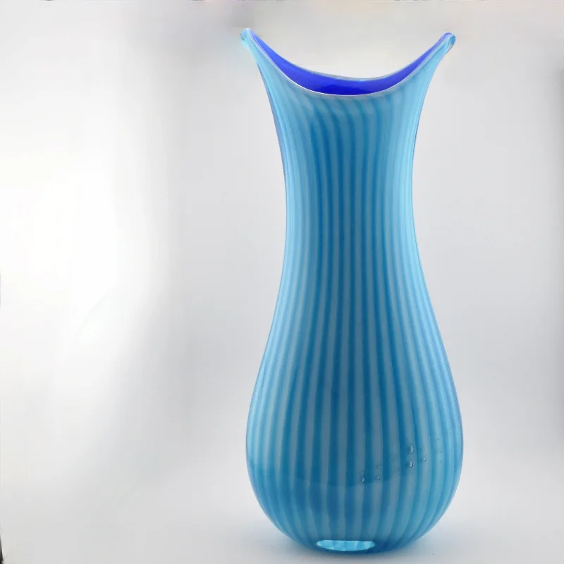 Simple tall vases for wedding floral designs -Turquoise and Cobalt Oval, Tall Fishtail Vase