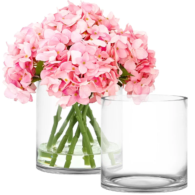 Tall glass vases for wedding reception floral decor -Pack of 4 PCS Clear Glass Cylinder Vase D-8" H-8"