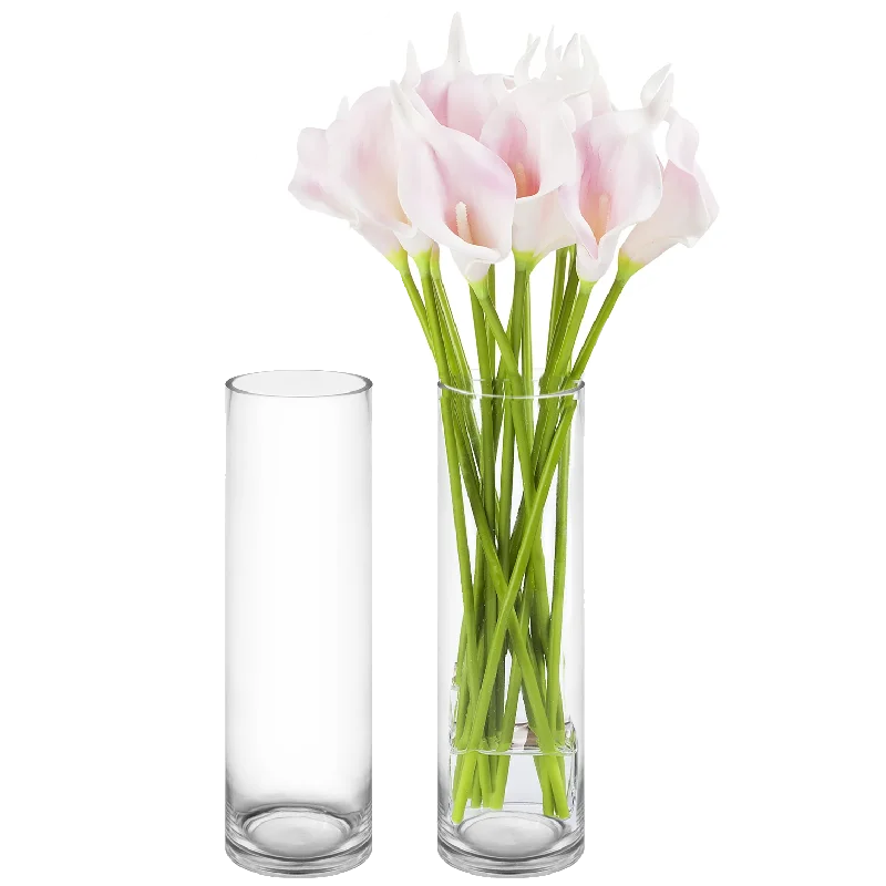 Crystal flower vases for elegant wedding setups -30 PCS Clear Glass Cylinder Vase D-5" H-18" (Available in 90 & 300 PCS)