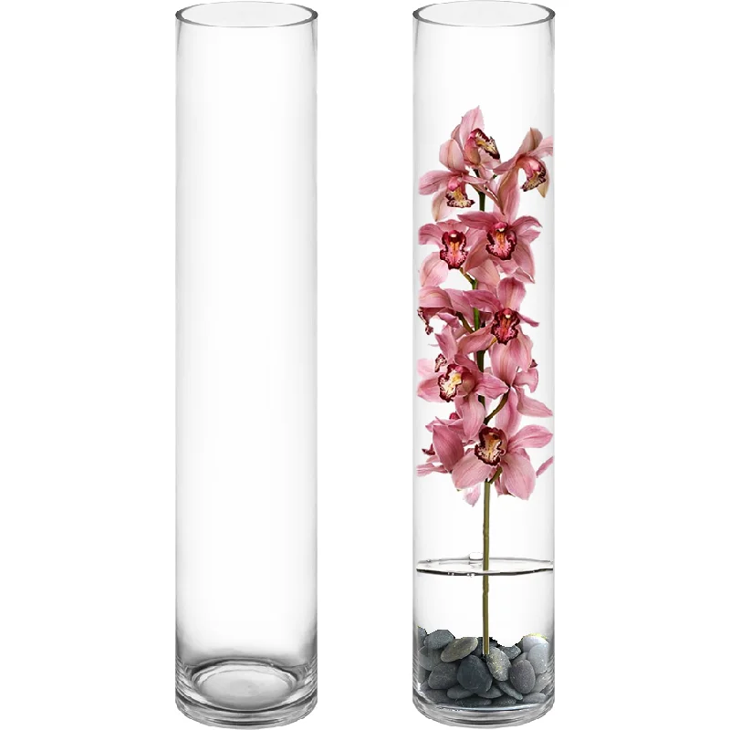 Tall glass vases for home table decorations -30 PCS Clear Glass Cylinder Vase D-5" H-28" (Available in 90 & 300 PCS)