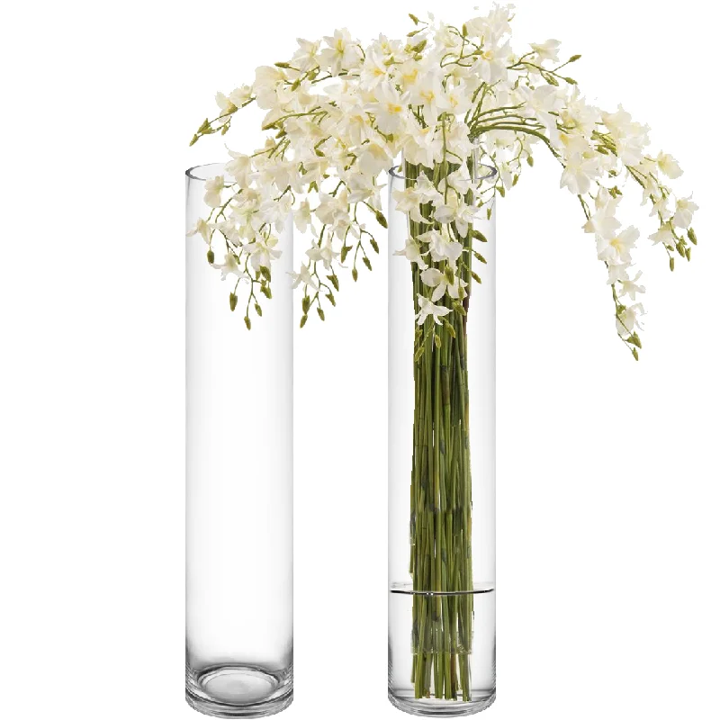 Tall crystal vases for home table decor -20 PCS Clear Glass Cylinder Vase D-6" H-32" (Available in 60 & 200 PCS)