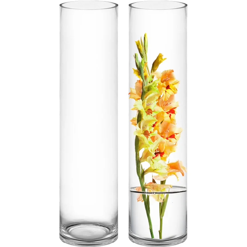 Elegant ceramic flower vases for wedding decor -20 PCS Clear Glass Cylinder Vase D-6" H-26" (Available in 60 & 200 PCS)